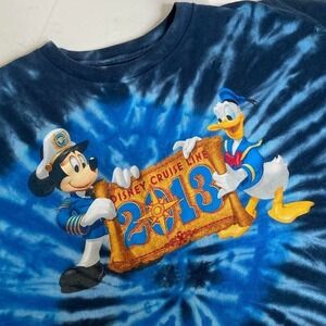 Disney Cruise Line 2013 Tie Dye T-Shirt Mickey Donald  Blue Graphic Tee Large